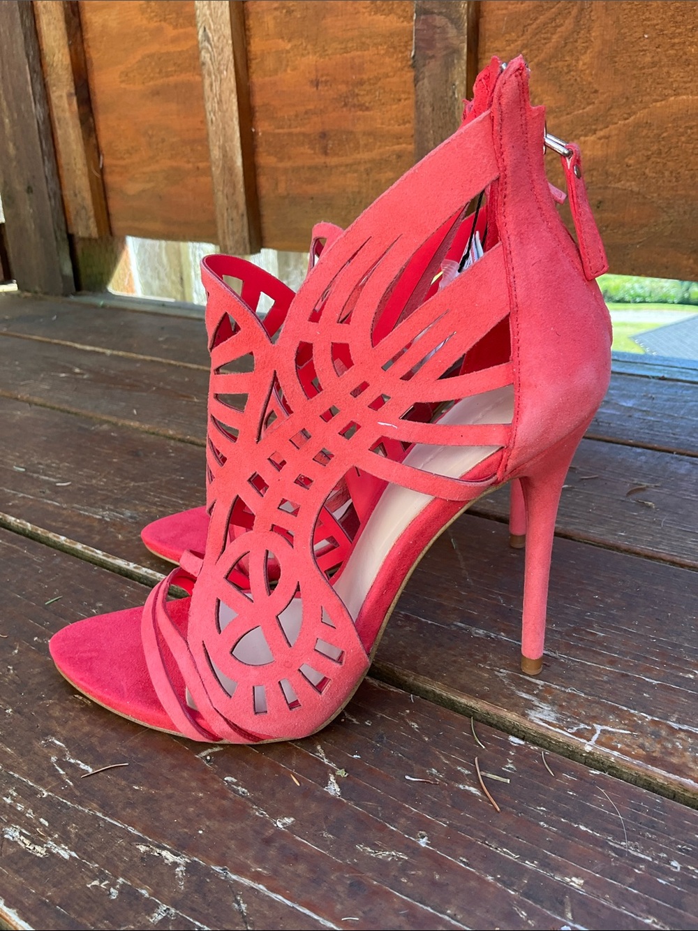 NWT Zara Cutout Coral Heels/Sandals